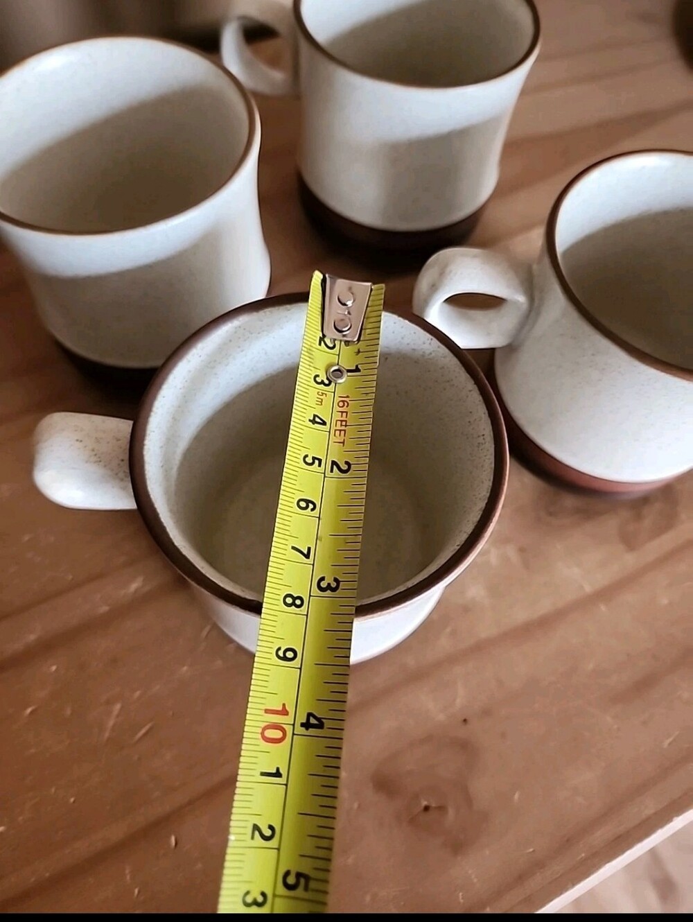 4 Denby Potters Wheel Oatmeal Rust Coffee Mugs 3.75 In. - Picture 6 of 7
